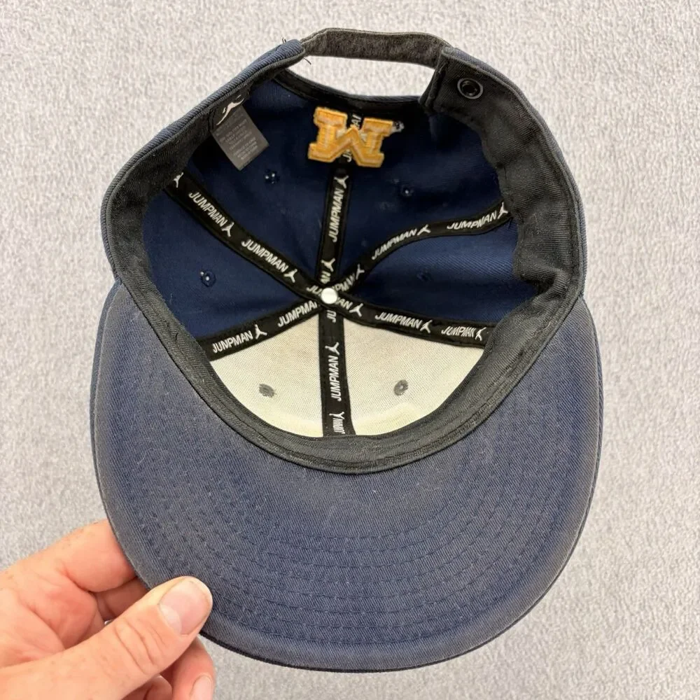 Jordan Michigan Wolverines Adjustable Hat Navy Gray Jumpman NCAA Cap OSFM